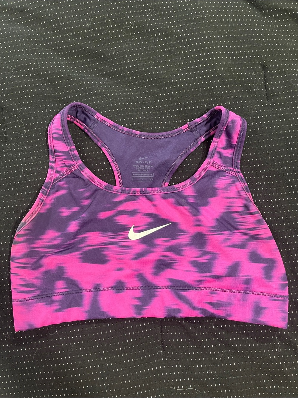 Nike Pink and Purple Patterned Dri-Fit Sports Bra